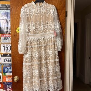 Ivy City Co Cream and White Sicily Dress